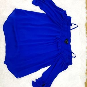 Blue off shoulder blouse